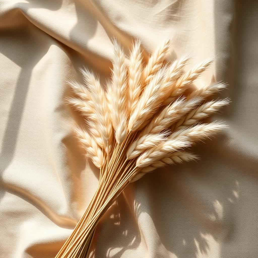 Bunny tail grass bundle on champagne linen